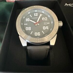 Morphic MPH6303 Stainless Steel Watch – Black Dial, Leather Band, NIB